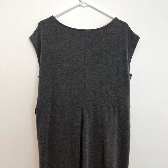 TORRID 1 Plus Size Shirred Tulip Midi Dress Charcoal Gray Short Sleeve Sheath 1X - Picture 11 of 16